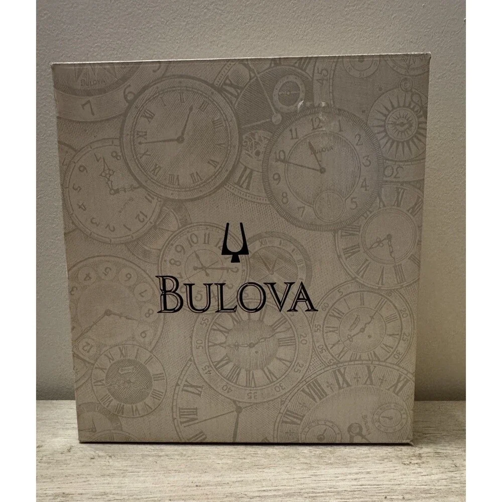 NIB Bulova B1700 Grand Prix Glass Mantel Desk Clock Gold Tone New In Box